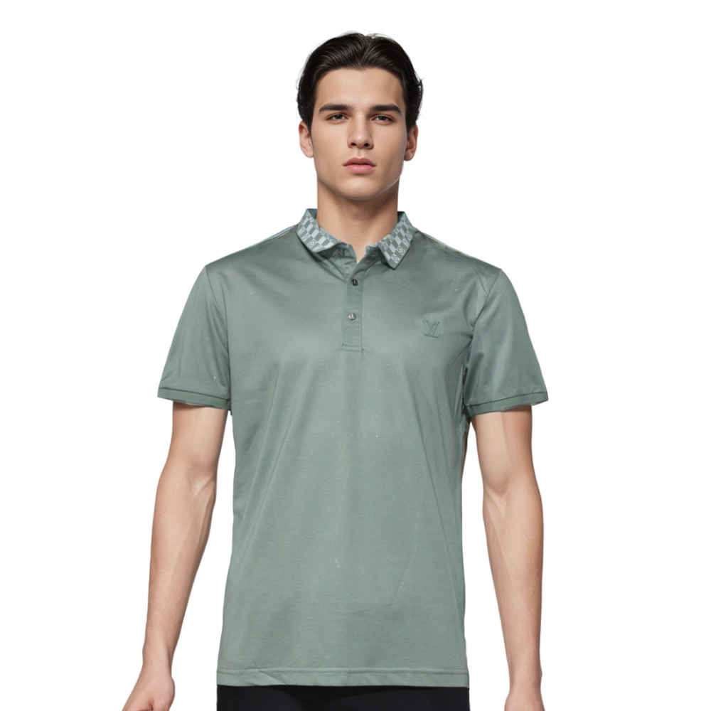Louis Vuitton Green Embroidery Logo Premium Polo T-shirt-thumb-0