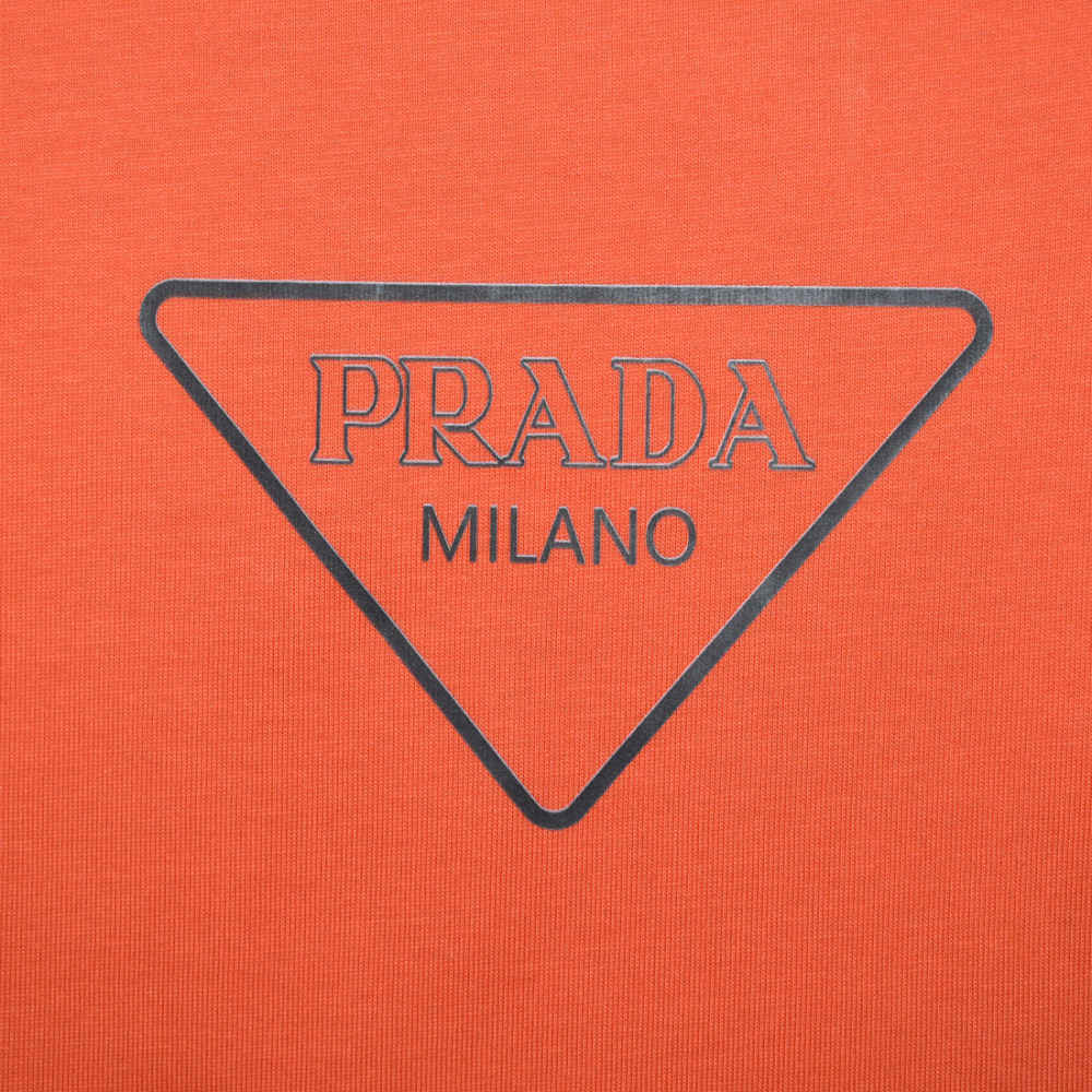 Prada Orange Logo Re-Nylon Detail Premium T-shirt-thumb-3