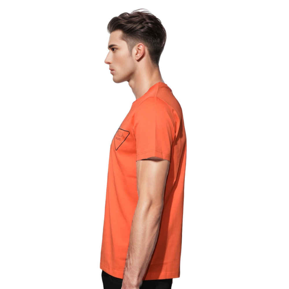 Prada Orange Logo Re-Nylon Detail Premium T-shirt-thumb-2