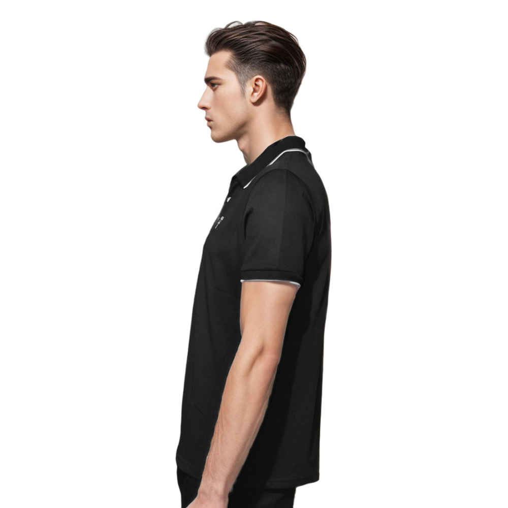 Prada Black Embroidery Logo Premium Polo T-shirt-thumb-2
