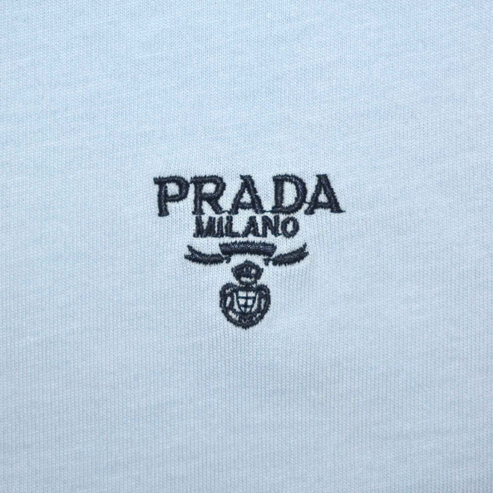 Prada Sky Blue Embroidery Logo Premium Polo T-shirt-3