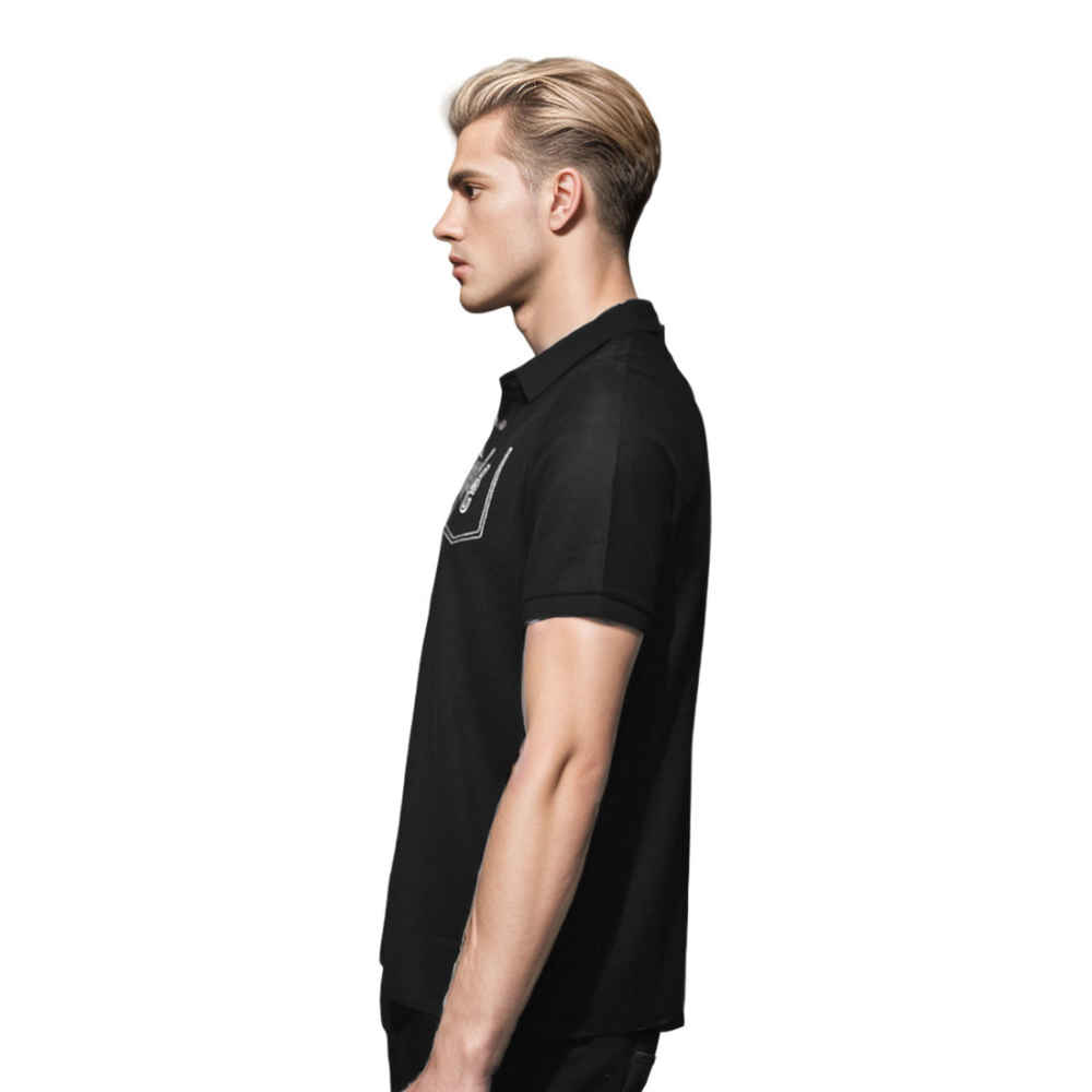 Brunello Cucinelli Black Embroidery Premium Polo T-shirt-thumb-2