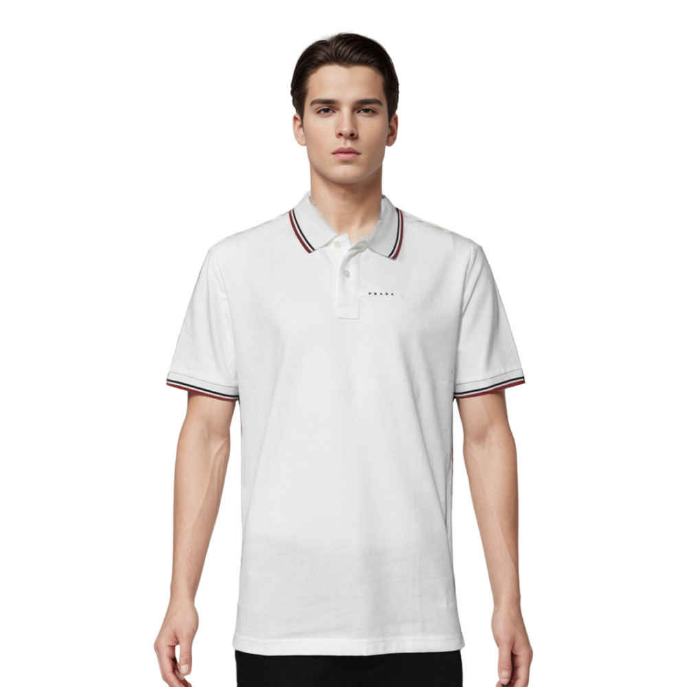 Prada Embossed Logo White Premium Mens T-shirt-thumb-0