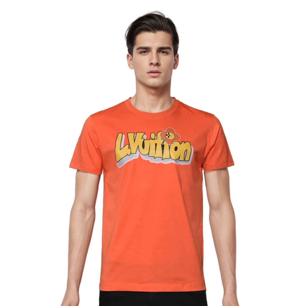 Louis Vuitton Printed Orange Premium Quality T-shirt-thumb-0
