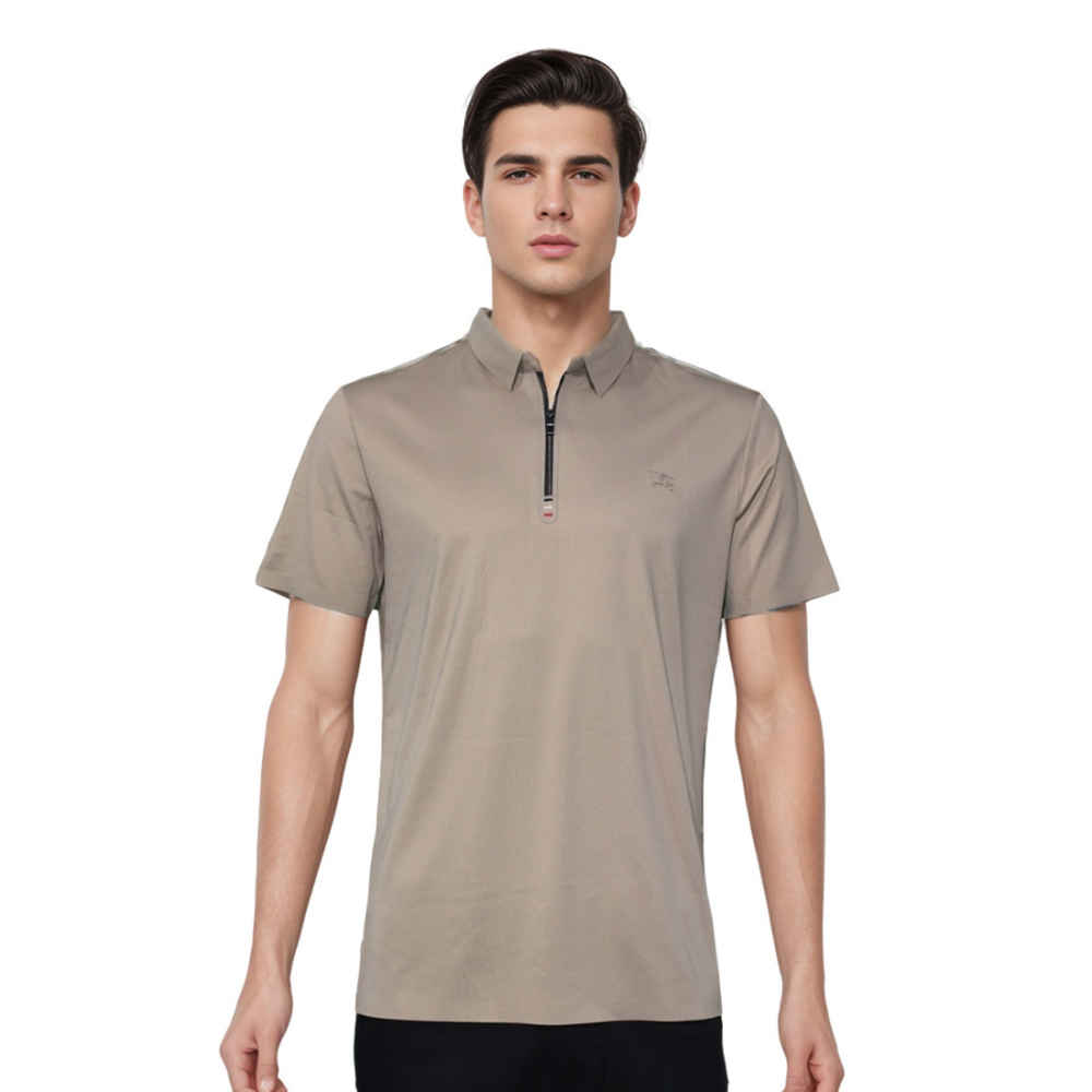 Burberry Embossed Logo Brown Premium Quality Polo T-shirt-thumb-0
