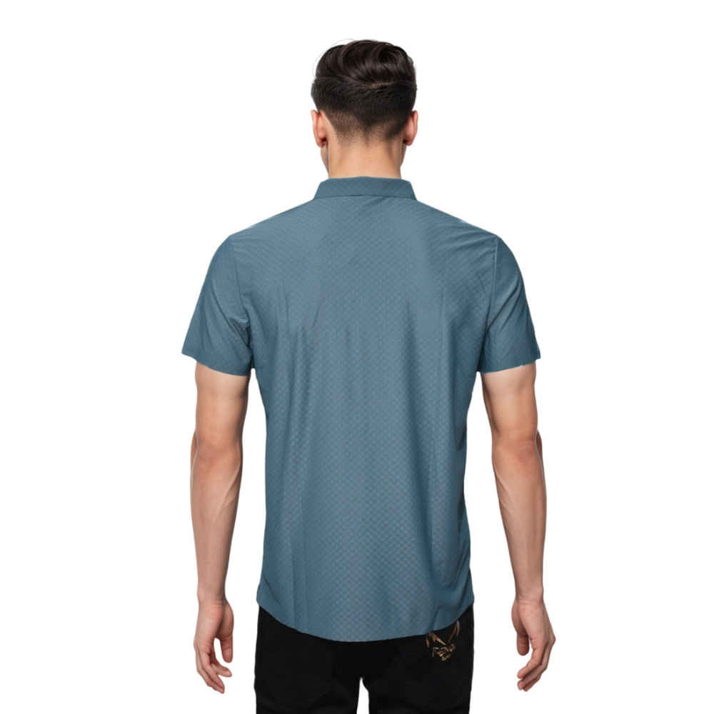Louis Vuitton Teal Blue Embroidery Logo Premium Polo T-shirt-thumb-1