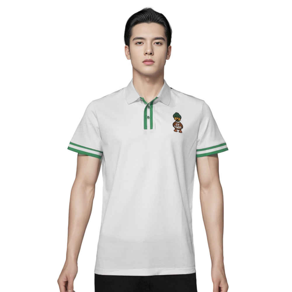 Louis Vuitton Jacquard Duck White Premium Polo T-shirt-thumb-0