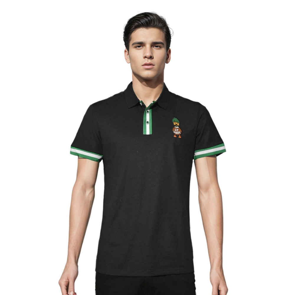 Louis Vuitton Jacquard Duck Black Premium Polo T-shirt-thumb-0