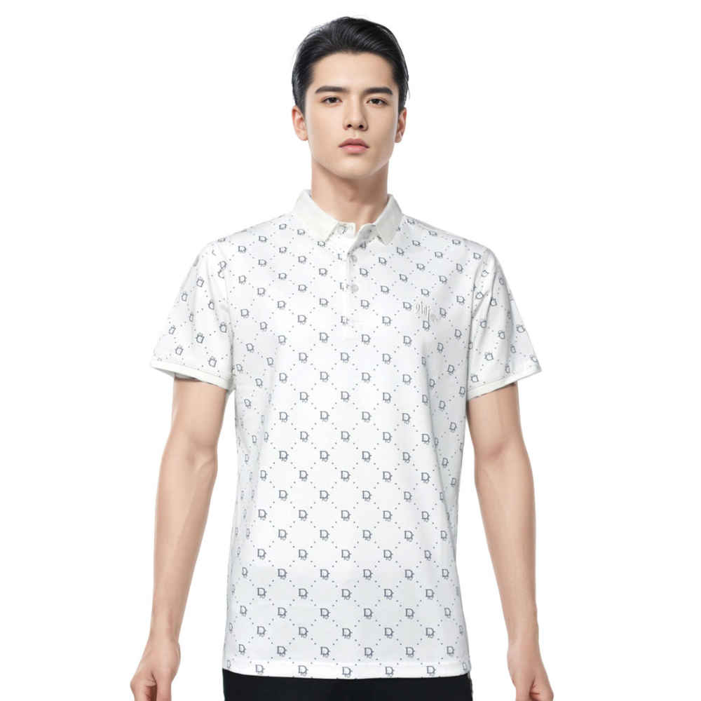 Dior Printed White Premium Quality Polo Tees-thumb-0