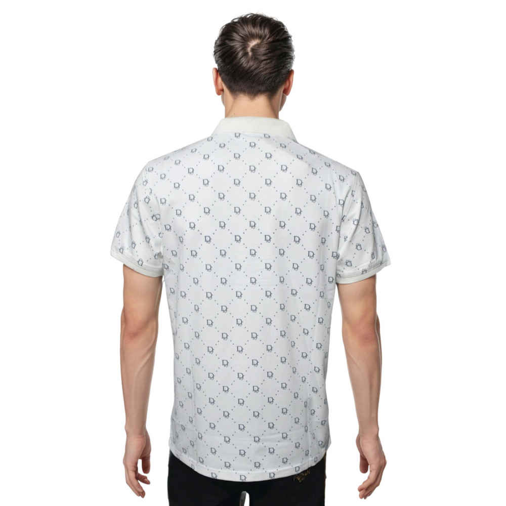 Dior Printed White Premium Quality Polo Tees-thumb-1