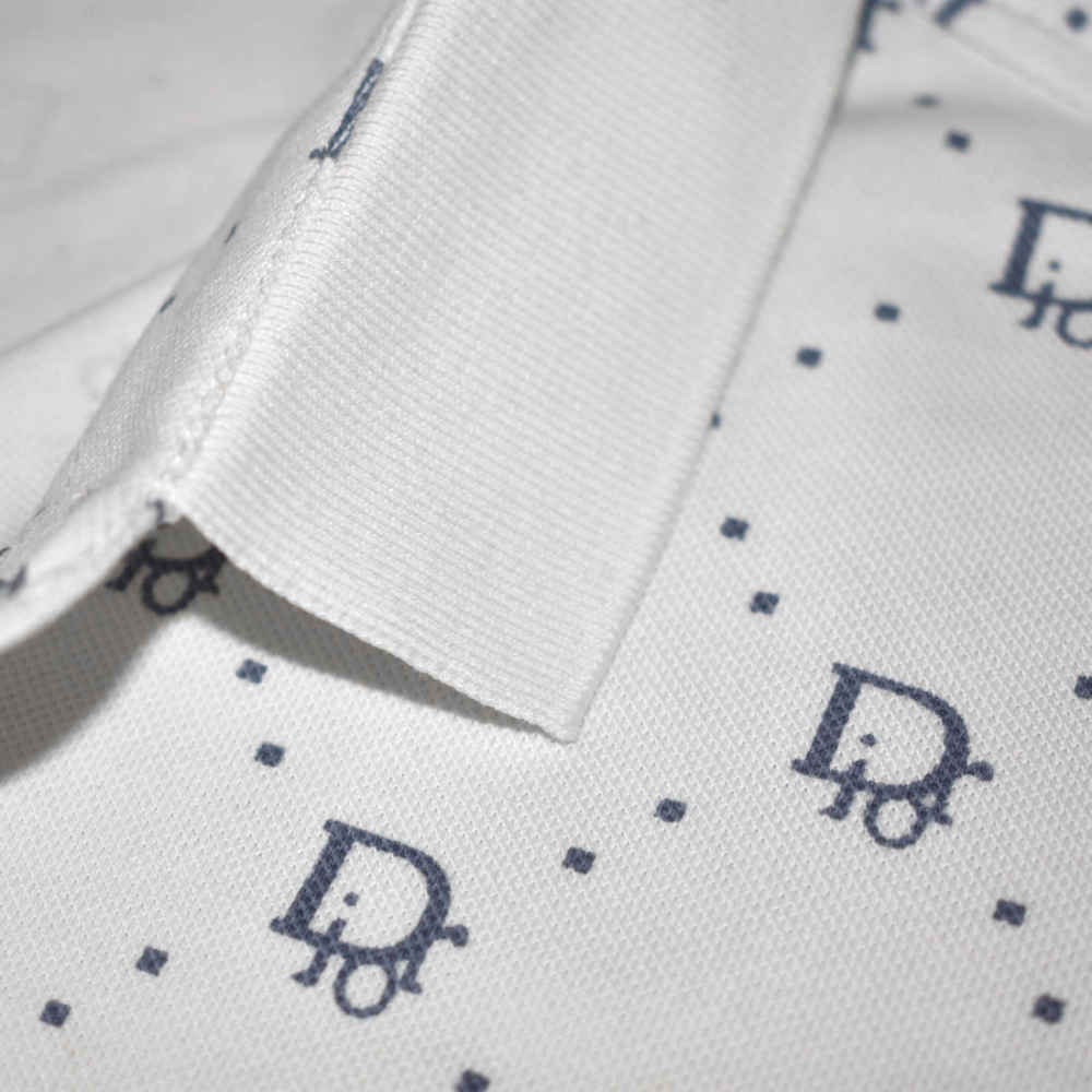 Dior Printed White Premium Quality Polo Tees-thumb-4