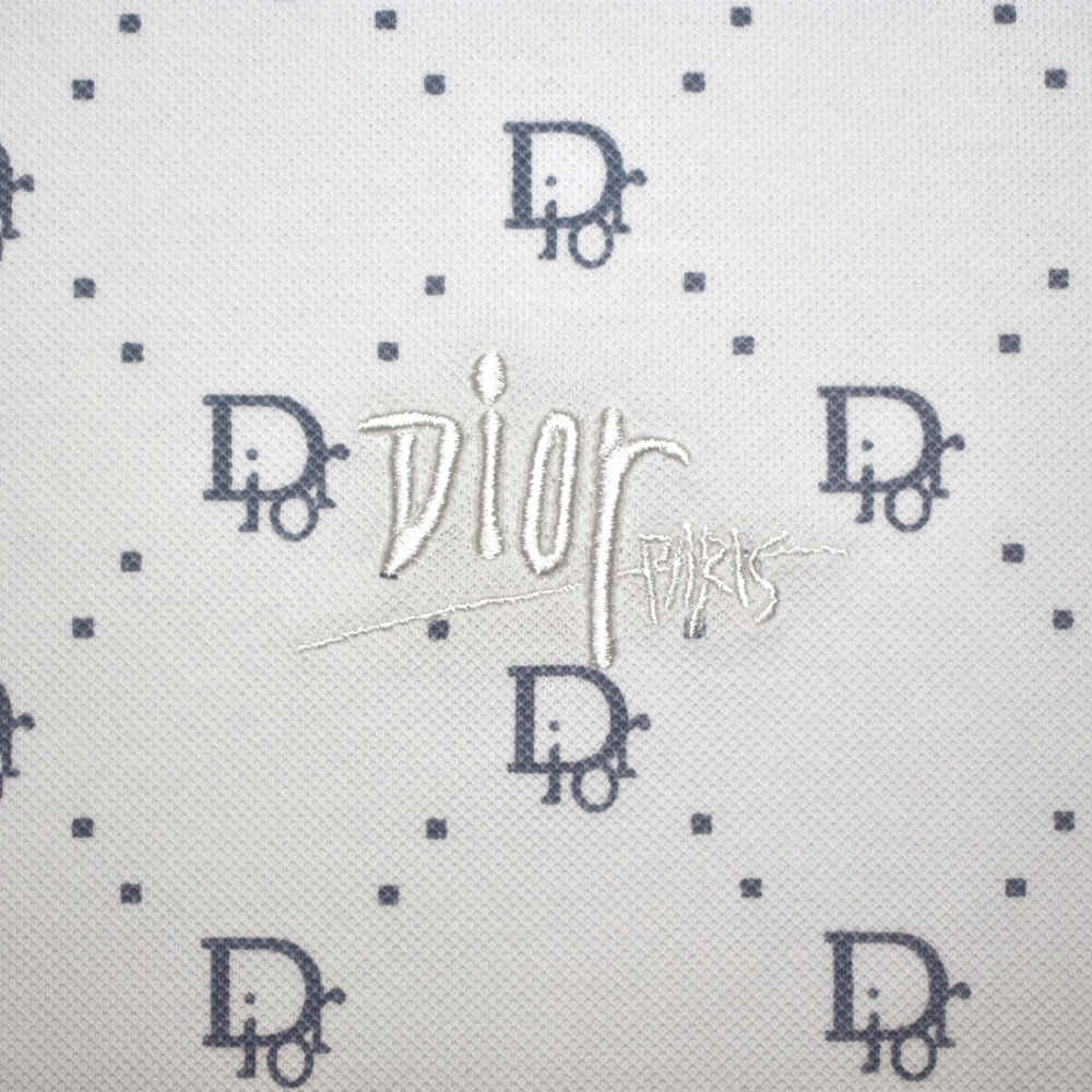 Dior Printed White Premium Quality Polo Tees-thumb-3