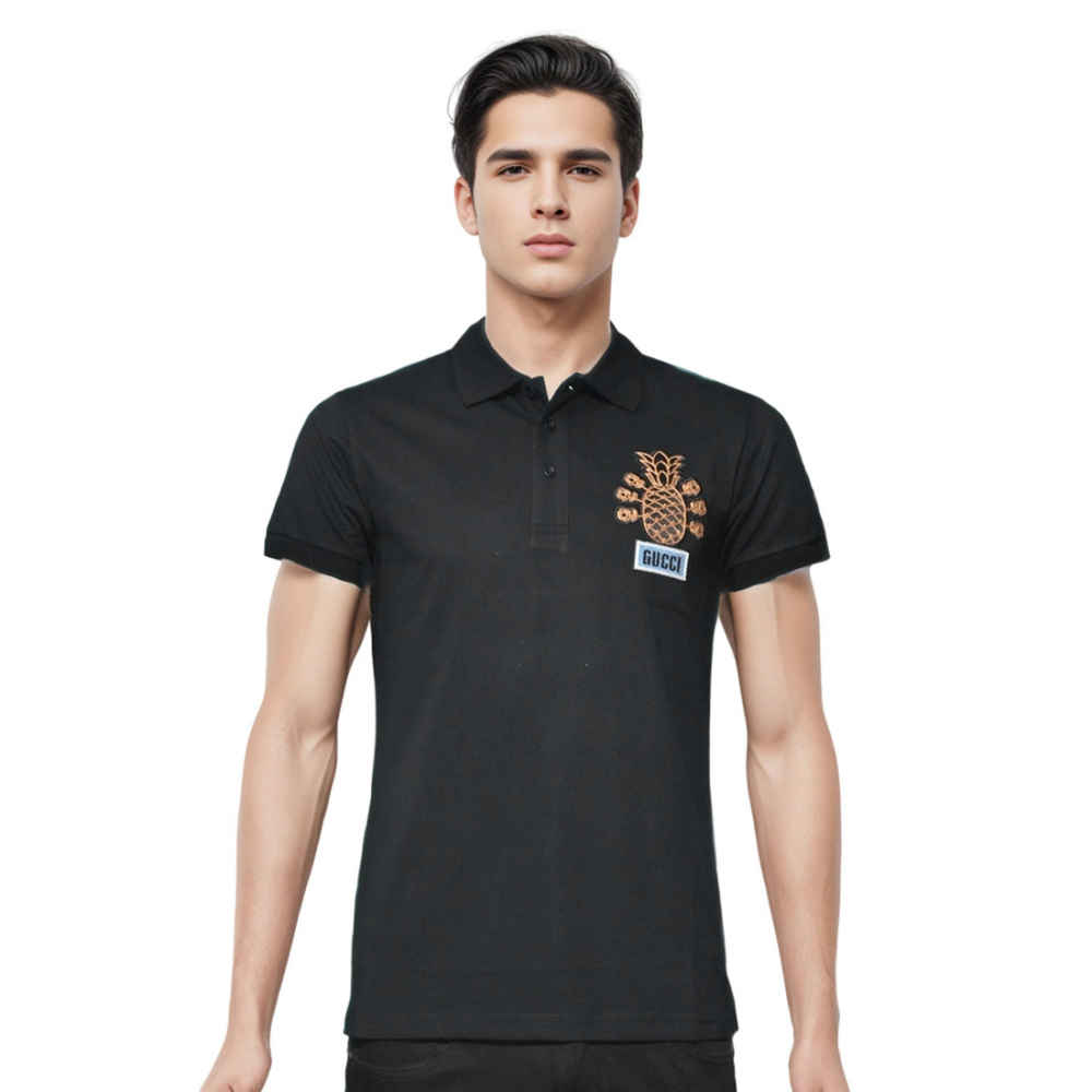 Gucci Pineapple Print Black Premium Polo T-shirt-thumb-0