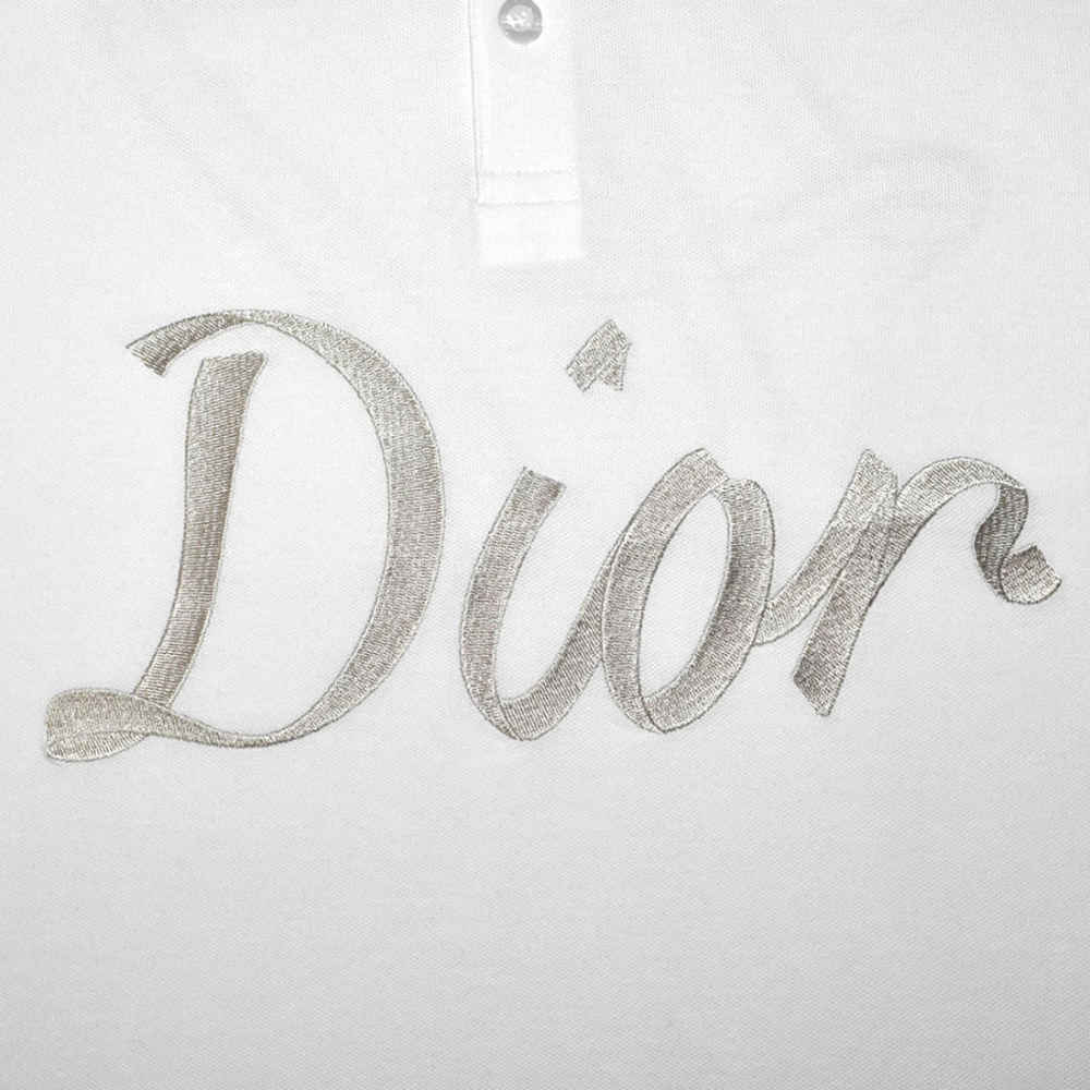 Dior Printed White Premium Quality Polo T-shirt-thumb-3