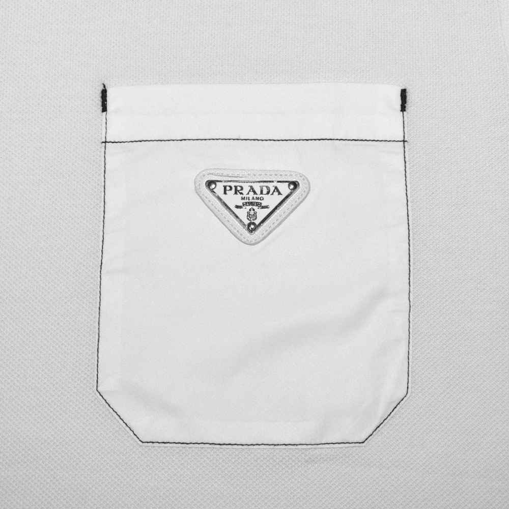 Prada White Re-Nylon details Premium Quality T-shirt-3