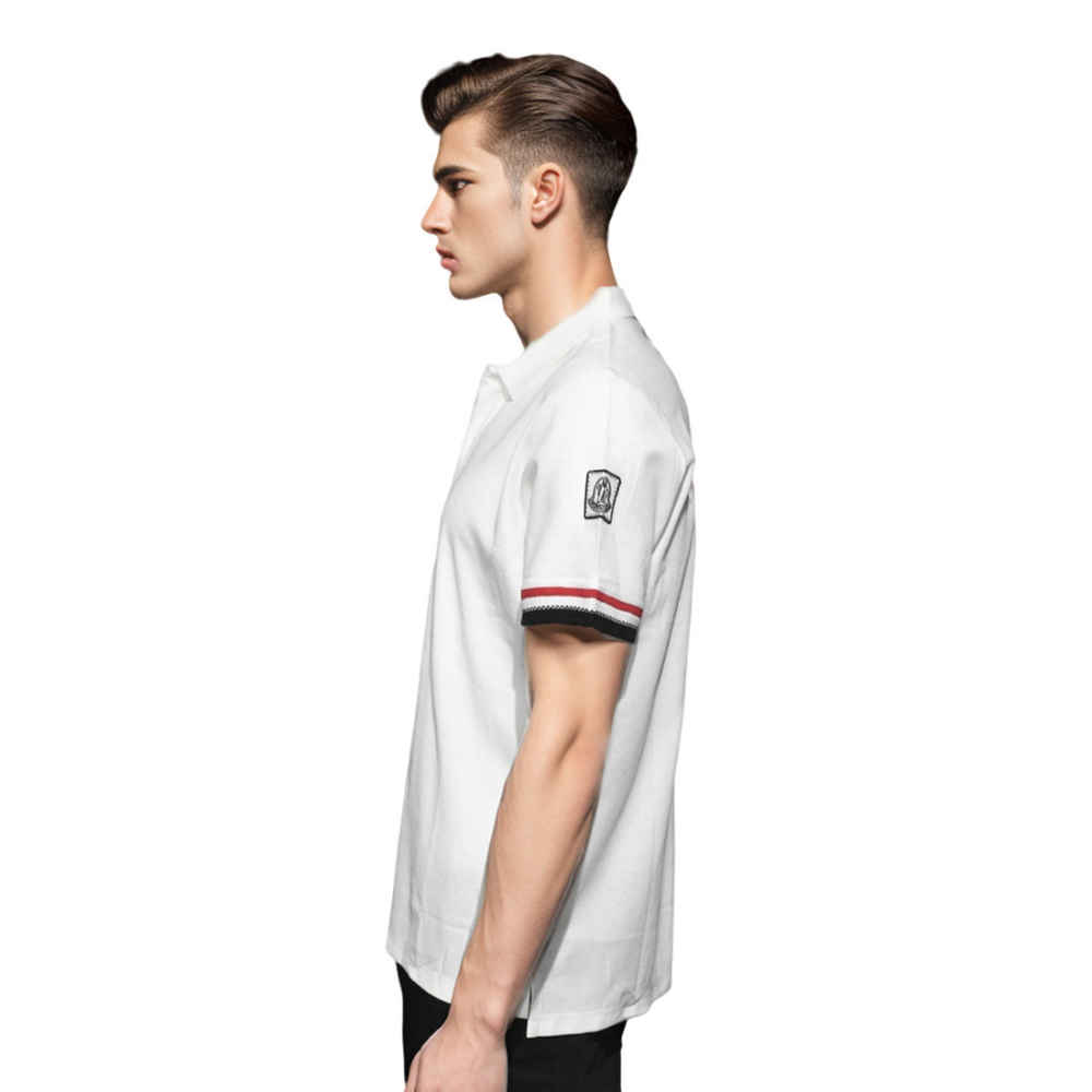 Moncler Logo-patch on Sleeve White Premium Polo T-shirt-thumb-2