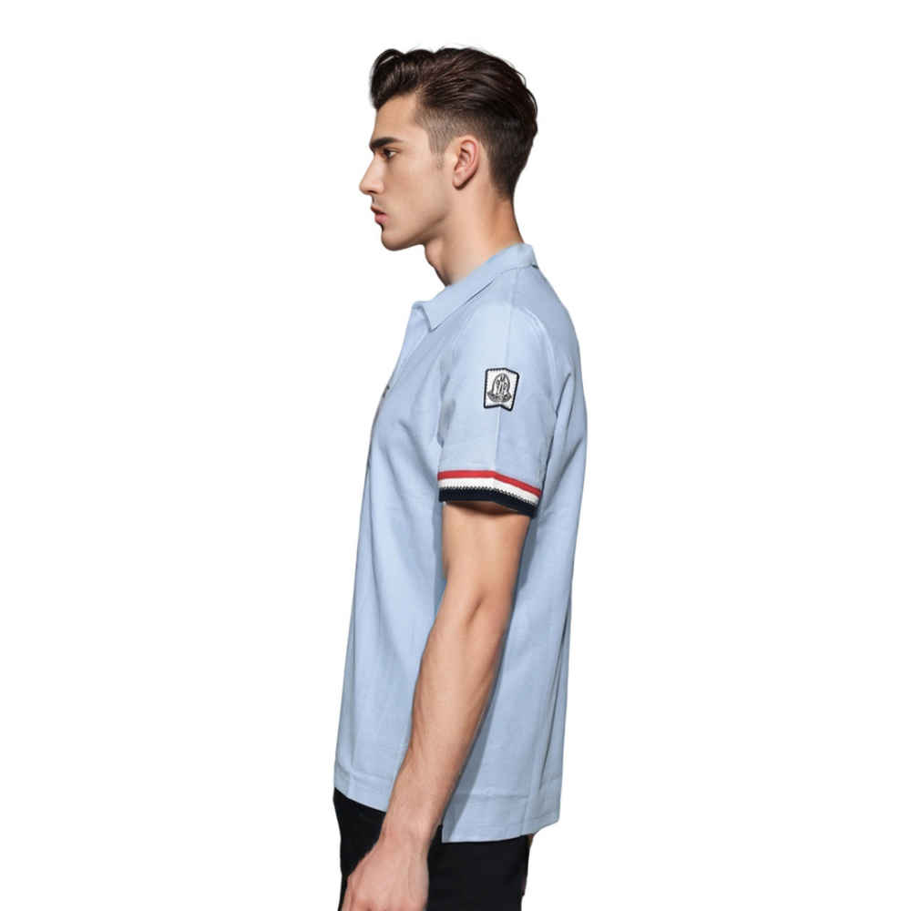 Moncler Logo-patch on Sleeve Blue Premium Polo T-shirt-2