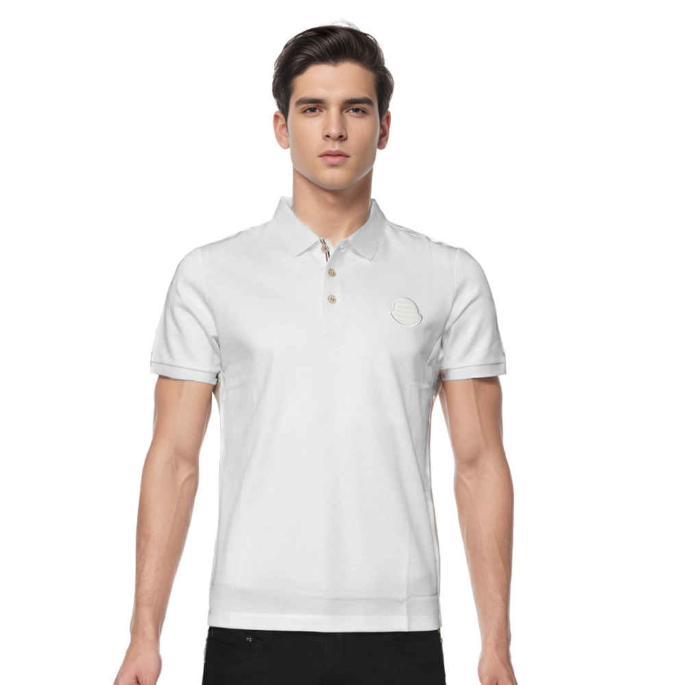 Moncler White Premium Quality Polo T-shirt-thumb-0
