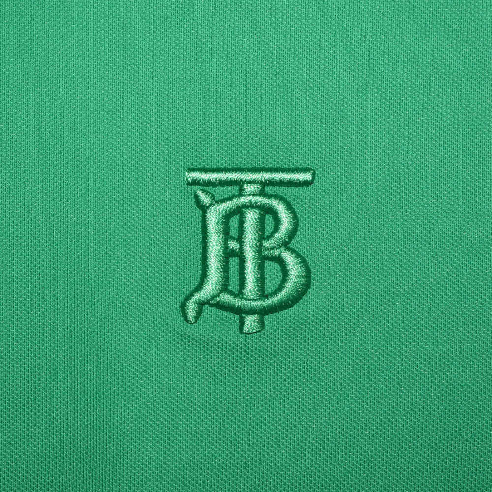Burberry TB Monogram-Embroidered Green Polo T-shirt-3