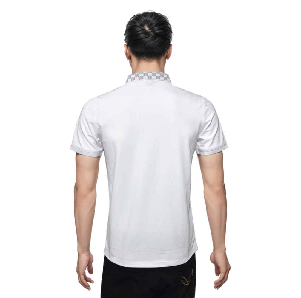 Burberry TB Monogram-Embroidered White Polo T-shirt-1