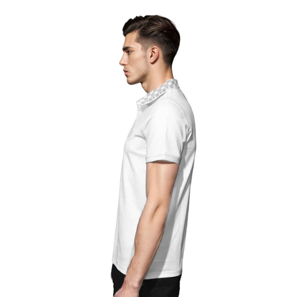 Burberry TB Monogram-Embroidered White Polo T-shirt-2