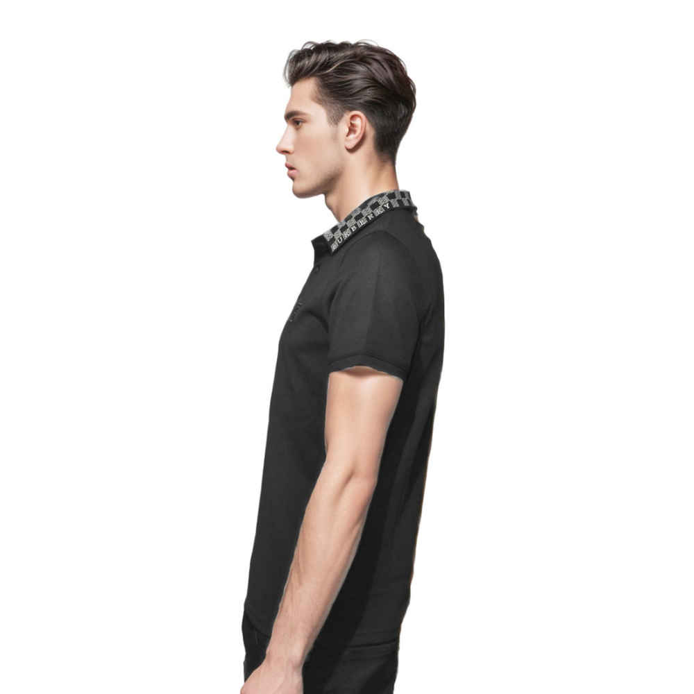 Burberry TB Monogram-Embroidered Black Polo T-shirt-2