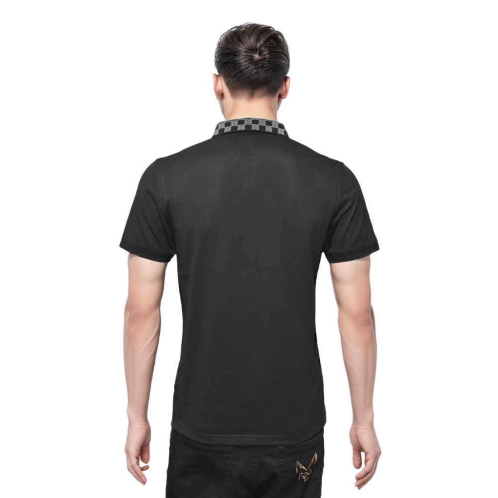 Burberry TB Monogram-Embroidered Black Polo T-shirt-1