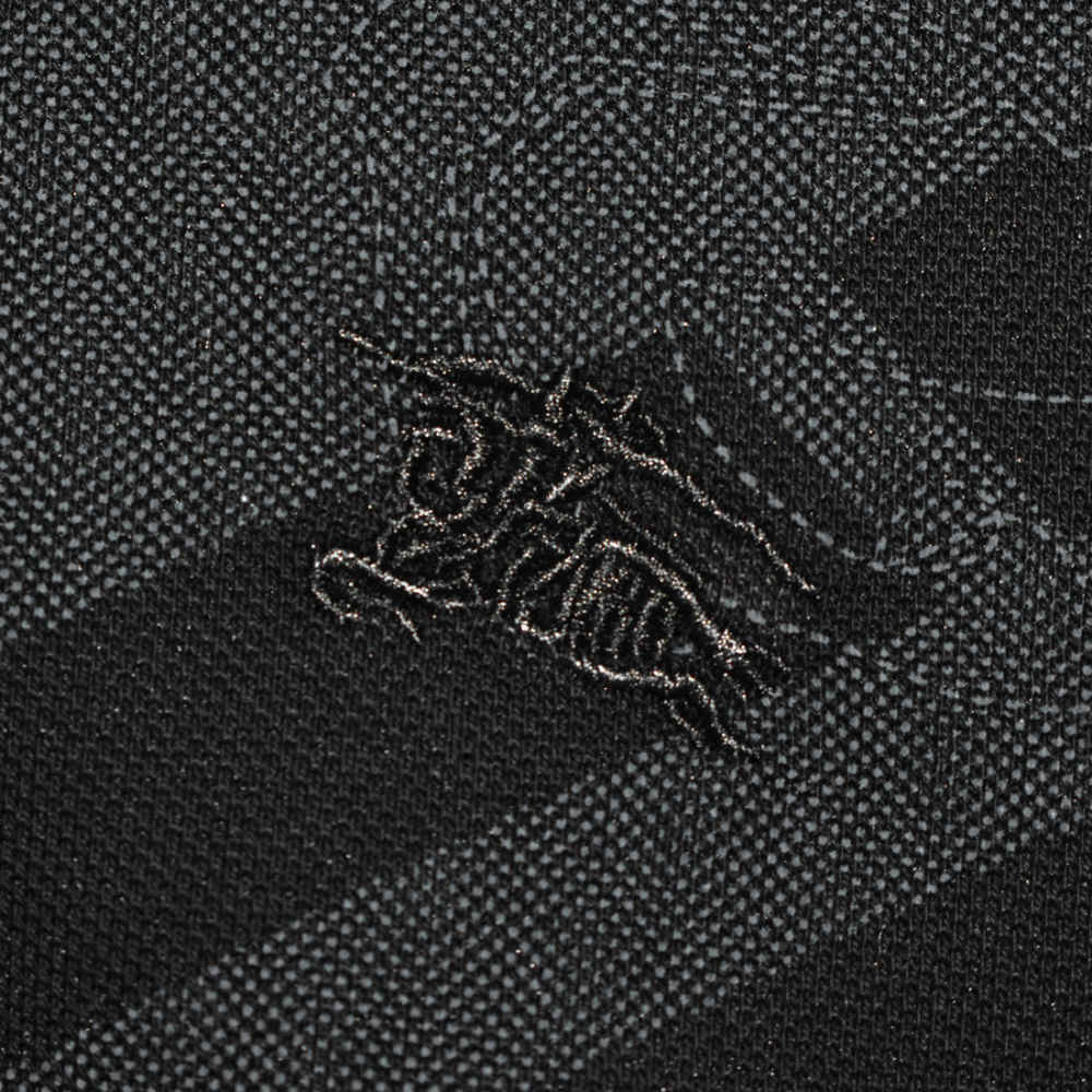 Burberry Black Checks Printed Polo T-shirt-thumb-3