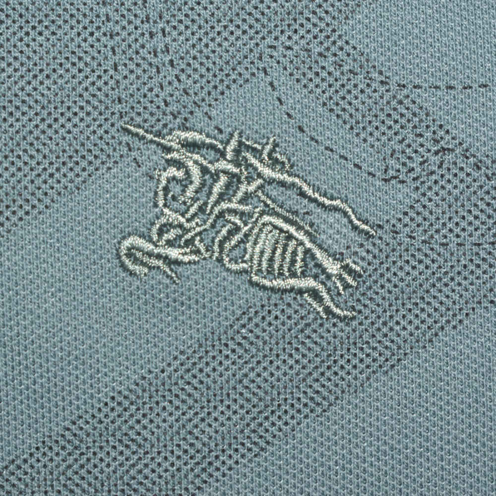 Burberry Turkish-blue Checks Printed Polo T-shirt-thumb-3