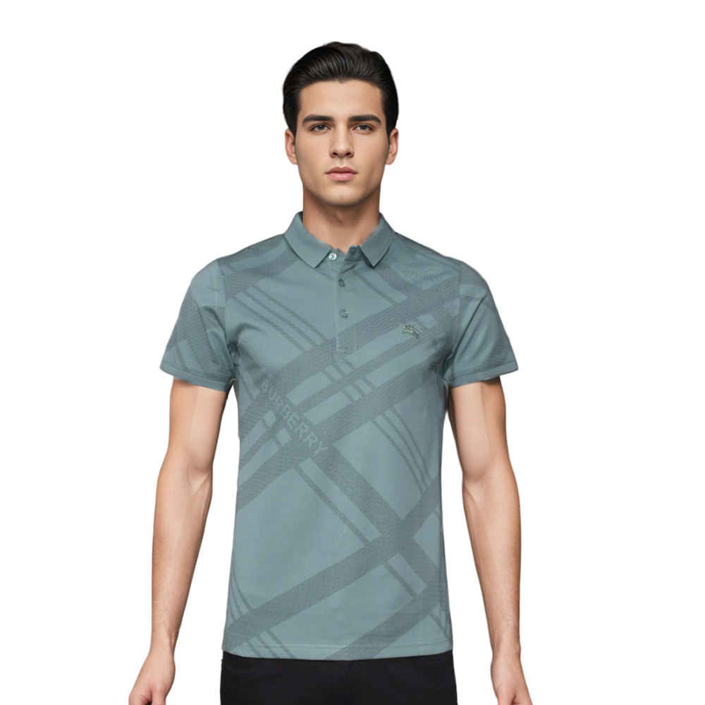 Burberry Turkish-blue Checks Printed Polo T-shirt-thumb-0