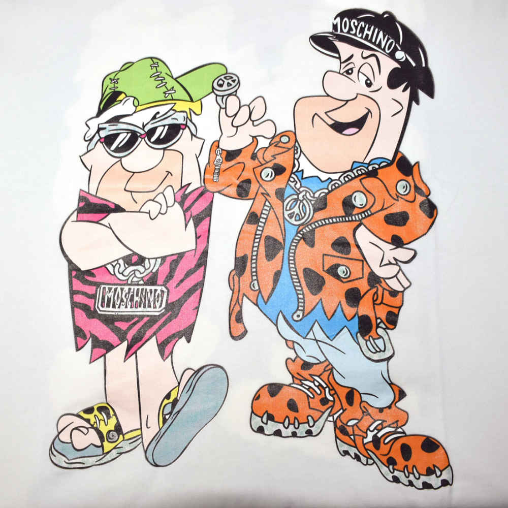 Moschino White Flintstones Print Premium T-shirt-3