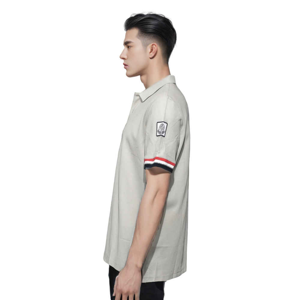 Moncler Logo-patch on Sleeve Grey Premium Polo T-shirt-thumb-2