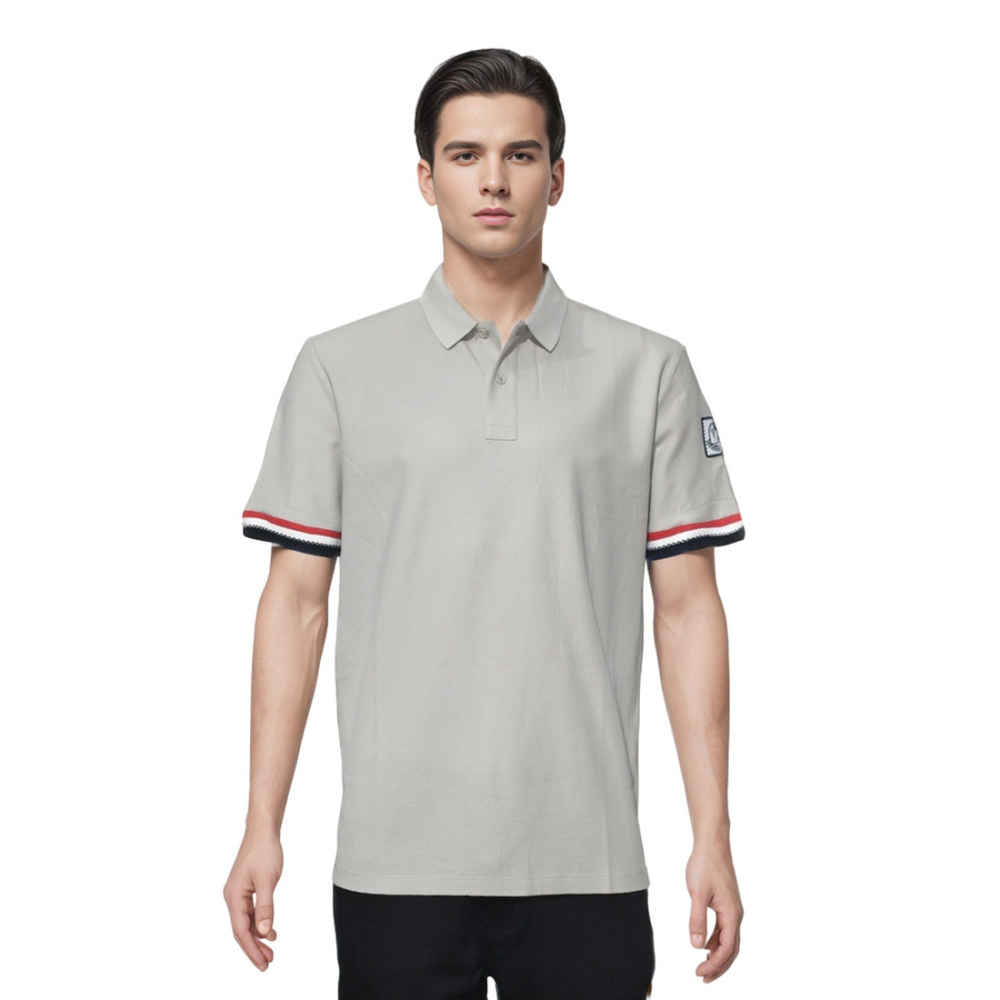 Moncler Logo-patch on Sleeve Grey Premium Polo T-shirt-thumb-0