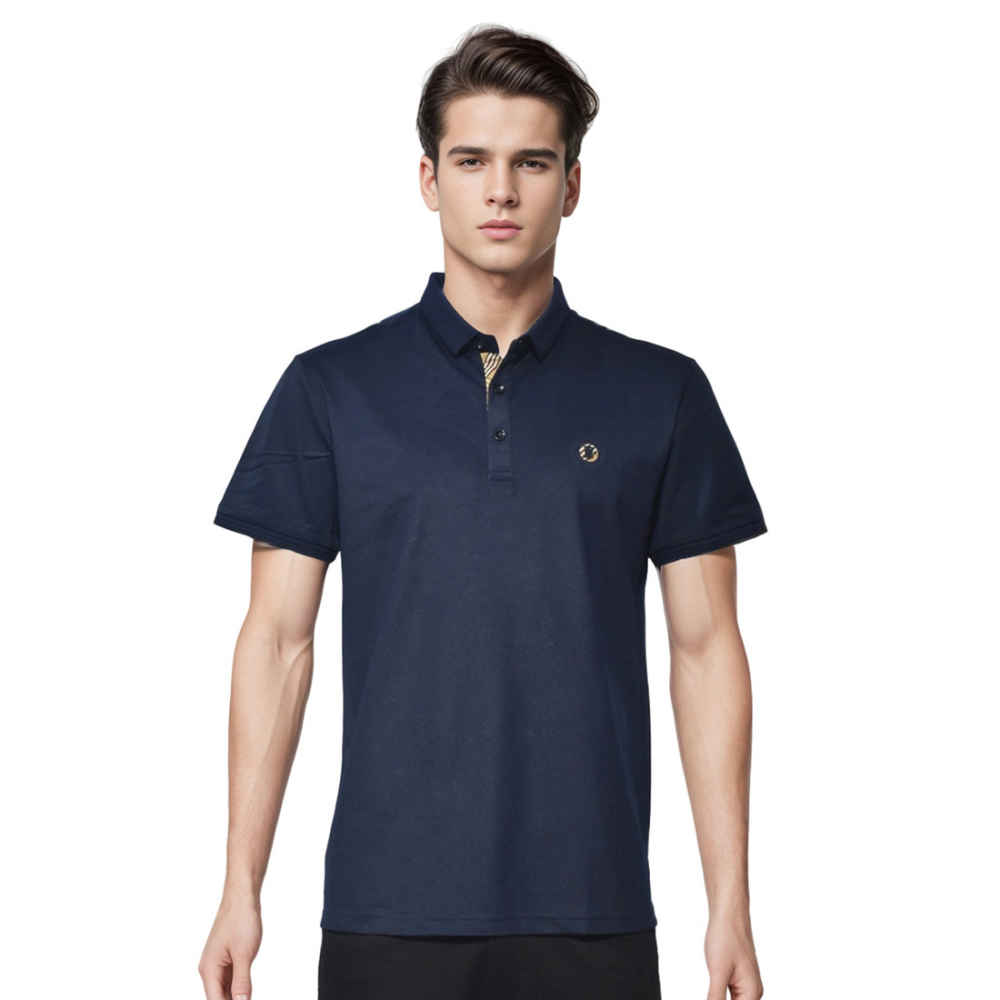 Burberry Navy Blue premium Quality Polo Tees-thumb-0
