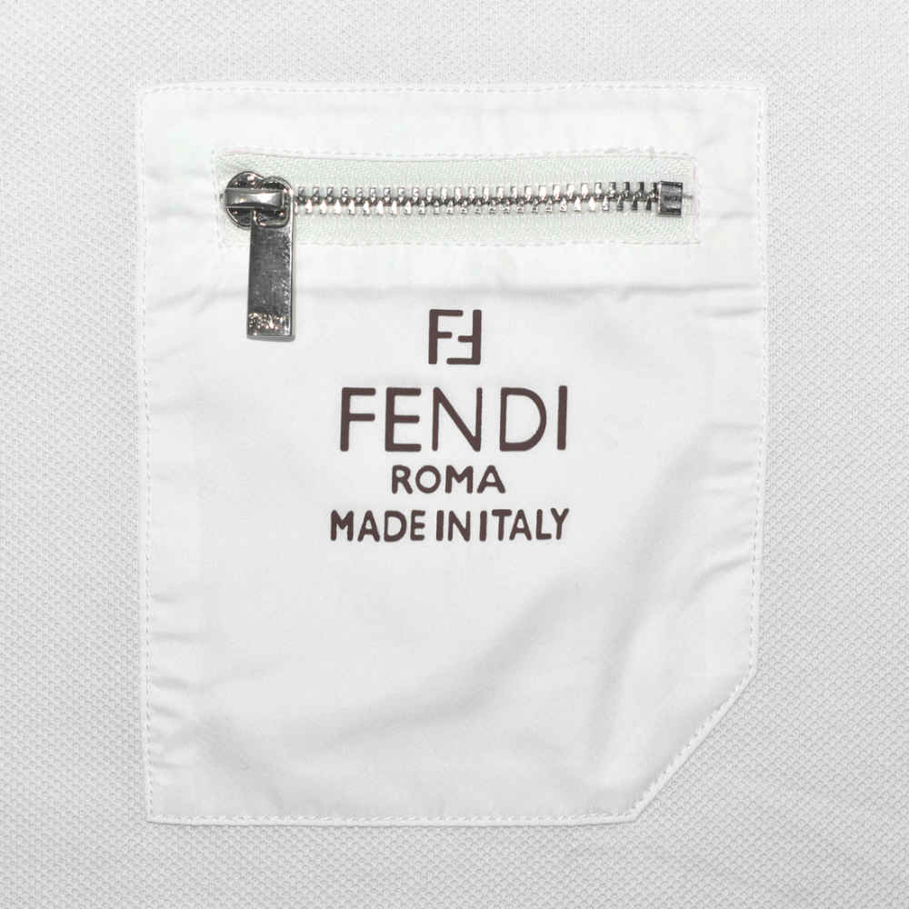 Fendi White Premium Zip Pocket T-shirt-3
