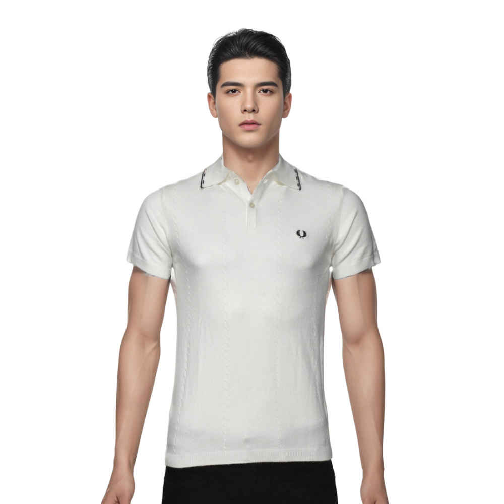 Burberry White Premium Quality Polo Tees-thumb-0