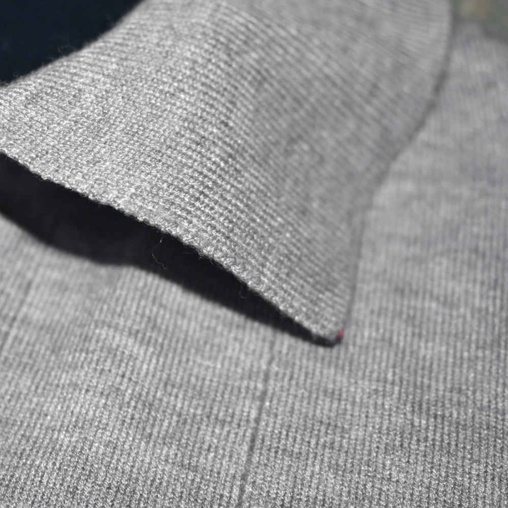 Fred Perry Grey Side-Panel Flannel Neck Polo T-shirt-4