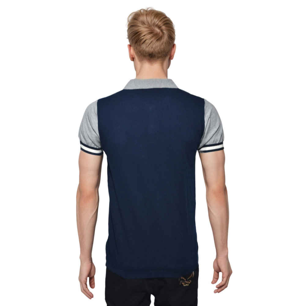 Fred Perry Grey Side-Panel Flannel Neck Polo T-shirt-1