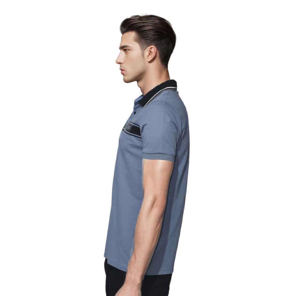 Boss Embossed Logo Blue Premium Quality T-shirt-thumb-2