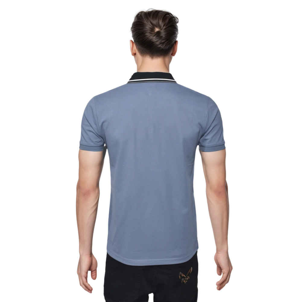 Boss Embossed Logo Blue Premium Quality T-shirt-thumb-1
