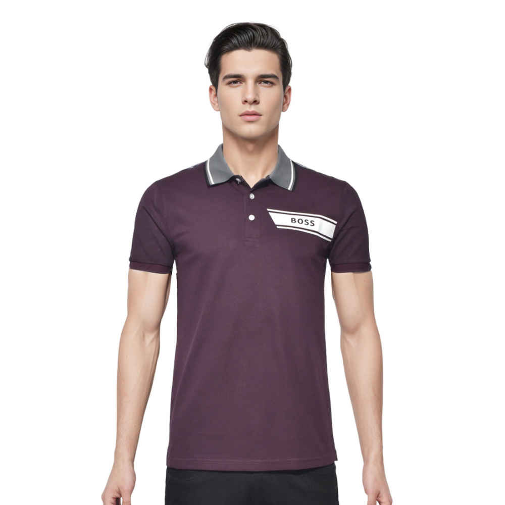 Boss Embossed Logo Dark Purple Premium T-shirt-thumb-0