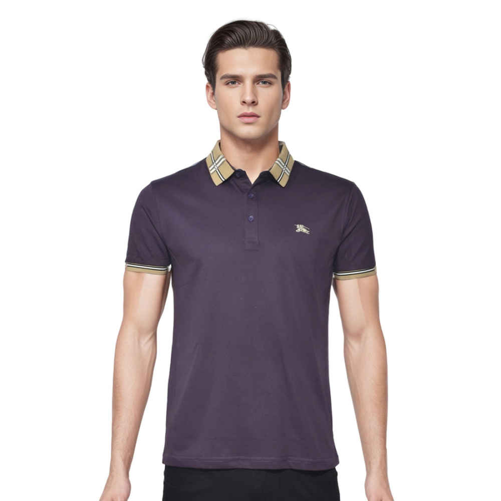 Burberry Embroidered logo Dark Purple Premium T-shirt-thumb-0