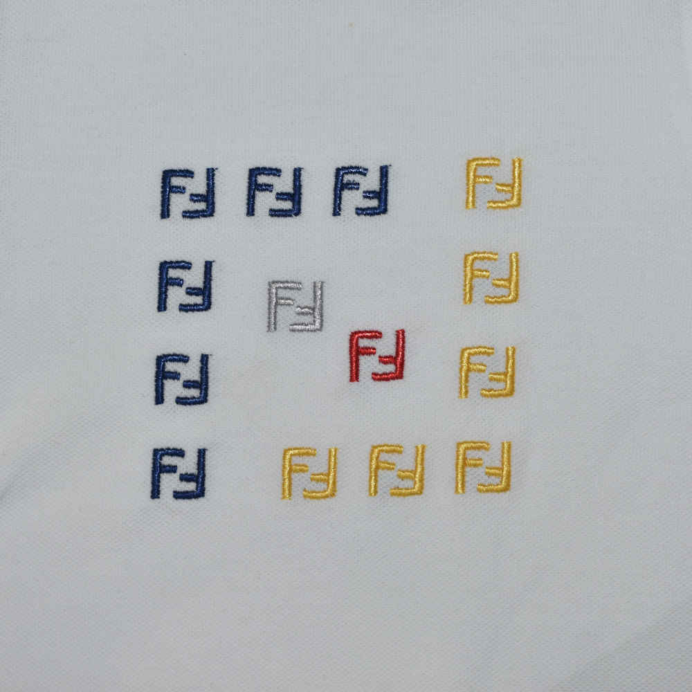 Fendi Embroidered logo White Premium Quality T-shirt-3