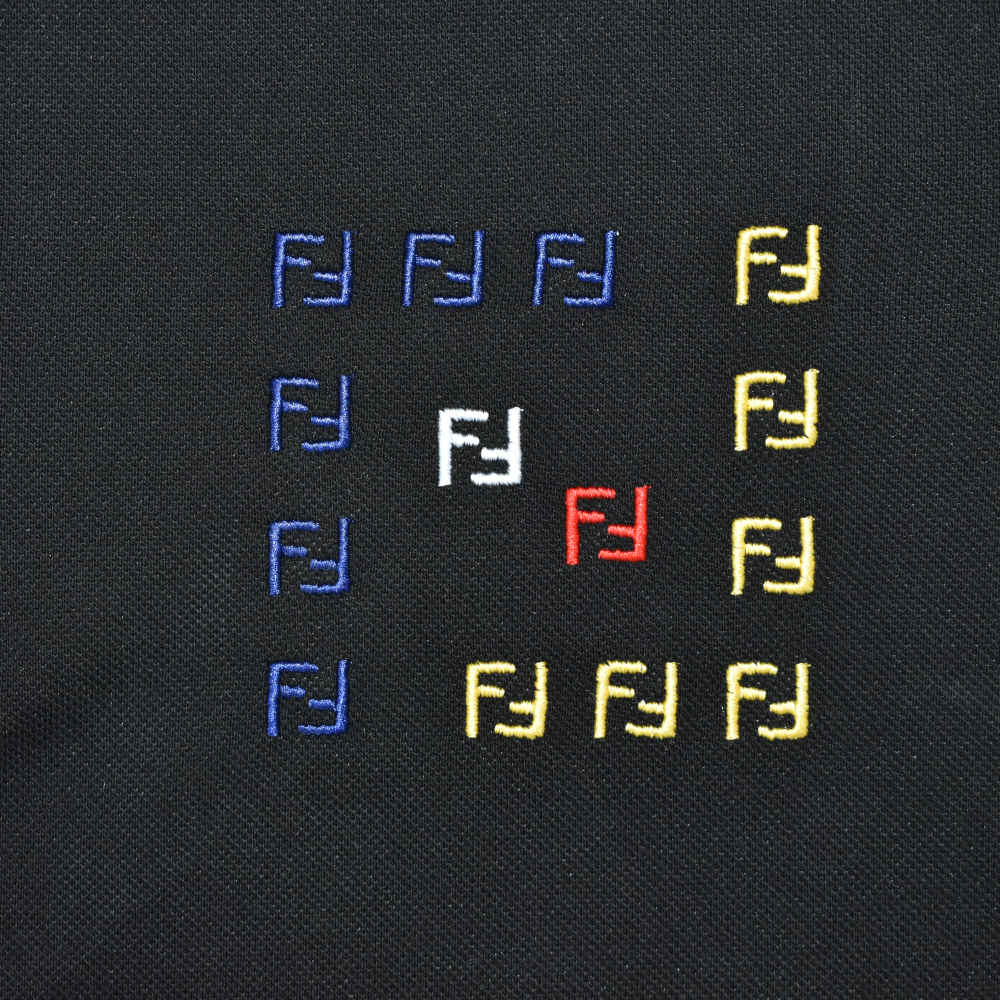 Fendi Embroidered logo Black Premium Quality T-shirt-3