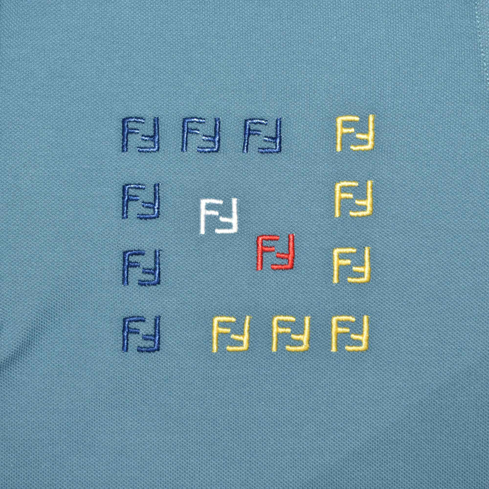 Fendi Embroidered logo Blue Premium Quality T-shirt-3