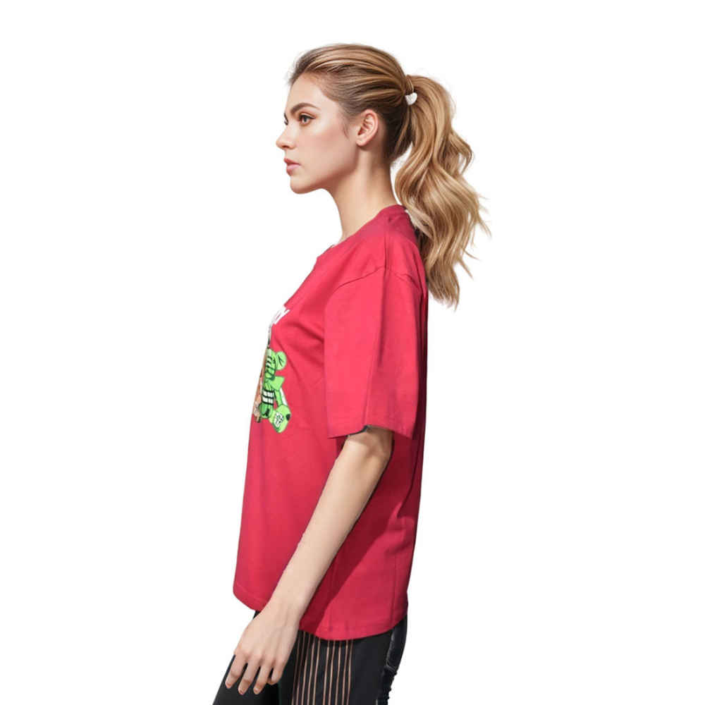 Burberry Red Teddy Print Women Oversized T-shirt-2