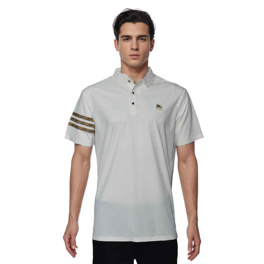 Burberry White Premium Quality Polo Tees-thumb-0