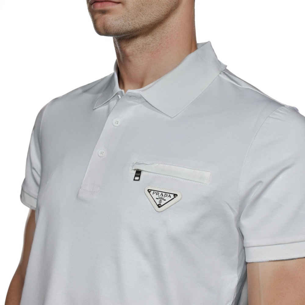 Prada White Premium Stretch Cotton Polo T-shirt-3