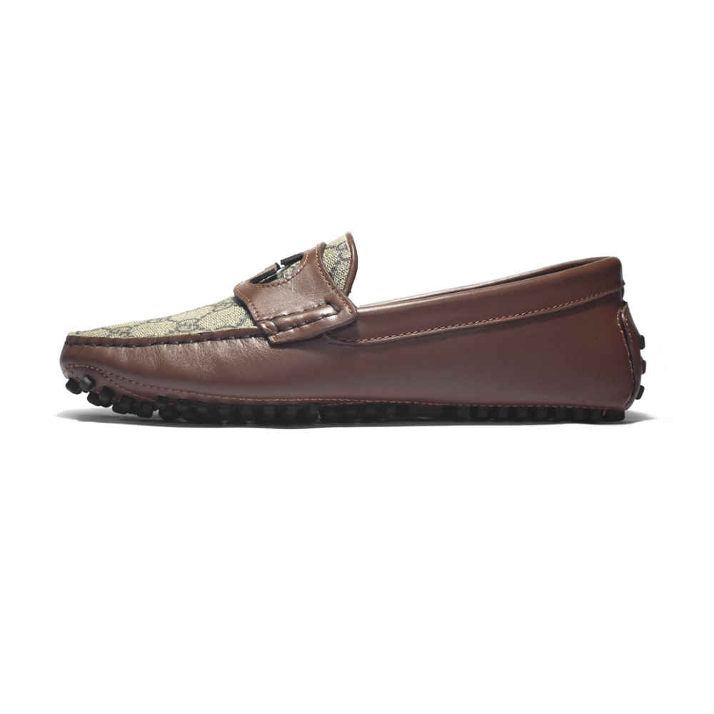 Gucci Brown Interlocking G Driver Loafers-thumb-1
