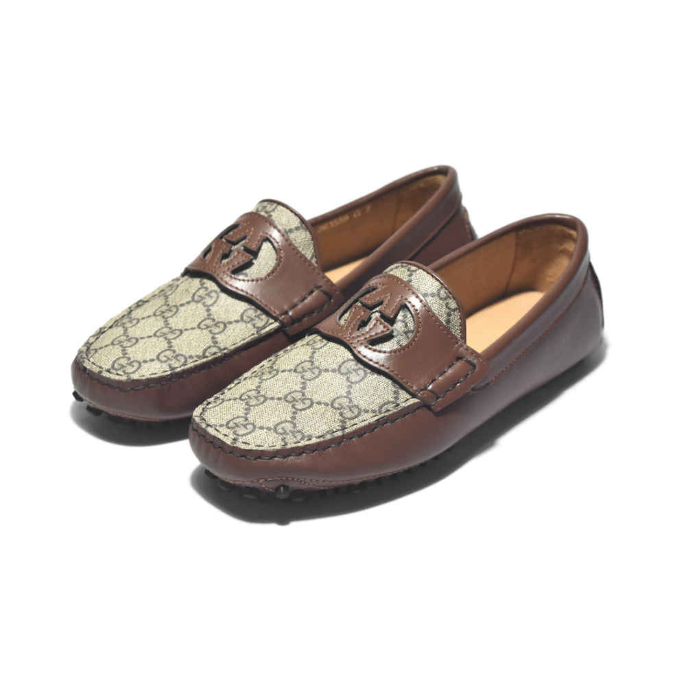 Gucci Brown Interlocking G Driver Loafers-thumb-0
